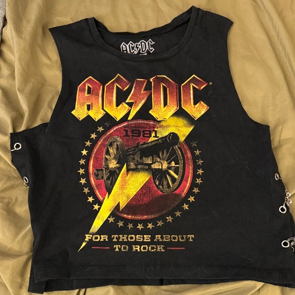 Tops | Acdc Muscle Tee With Chain Link Side Detail | Poshmark